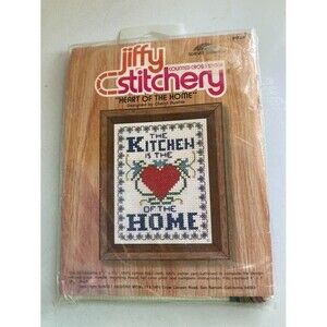 Jiffy Stitchery #939 Cross Stitch Kitchen is the Heart of the Home Decor Vintage